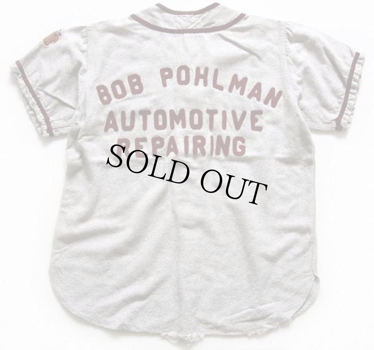 画像2: 50s OLIVER フェルトパッチ インディアンヘッド パッチ ウール ベースボールシャツ 杢ブルーグレー 38 (2)