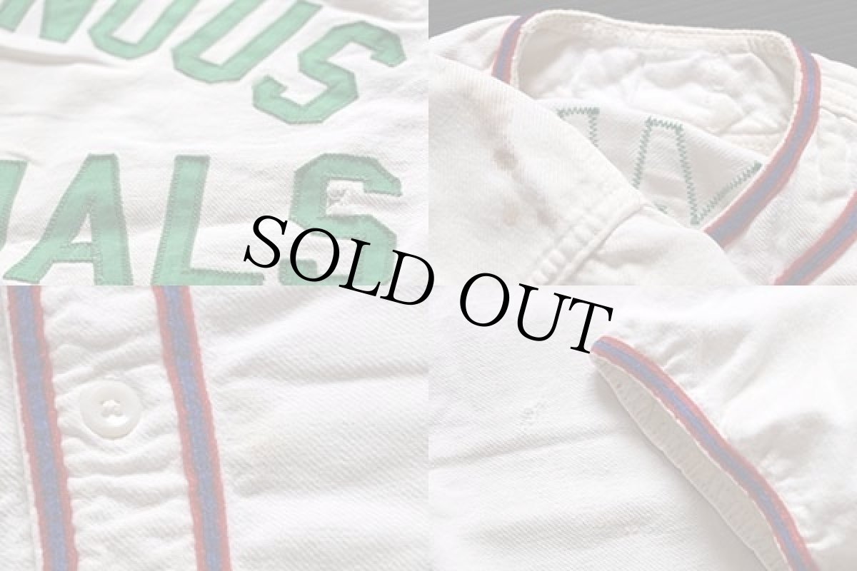 画像3: 50s BITUMINOUS MATERIALS パッチ付き コットン ベースボールシャツ 白 (3)