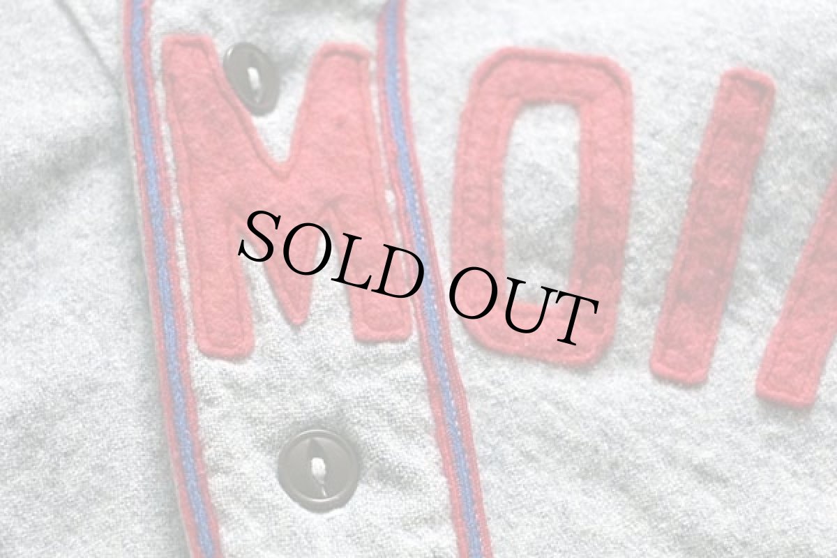 画像4: 40s フェルトパッチ マチ付き ウール ベースボールシャツ 杢ブルーグレー (4)