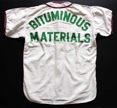 画像1: 50s BITUMINOUS MATERIALS パッチ付き コットン ベースボールシャツ 白 (1)