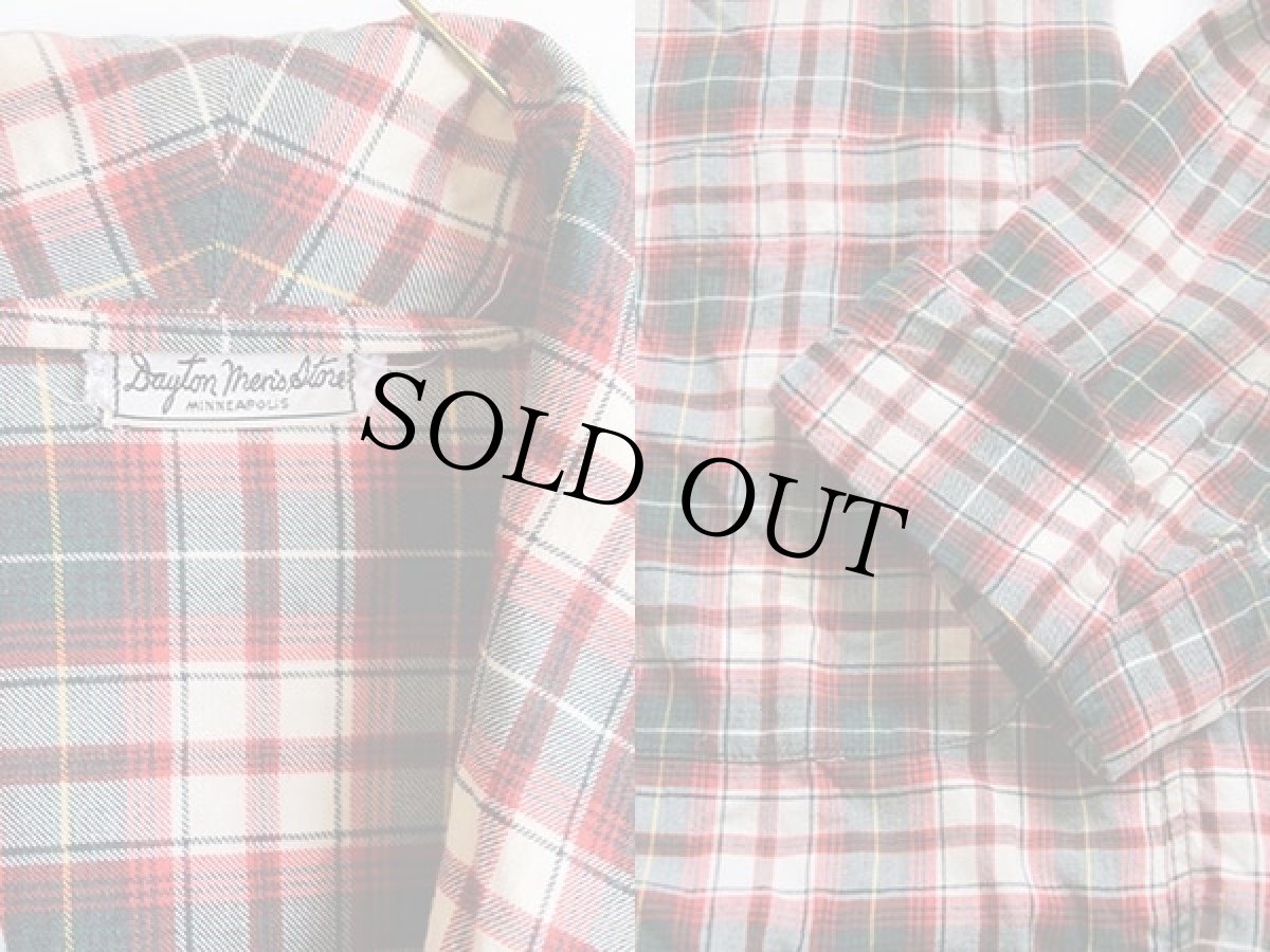 画像3: 60s wise タータンチェック レーヨン混 ガウン L (3)