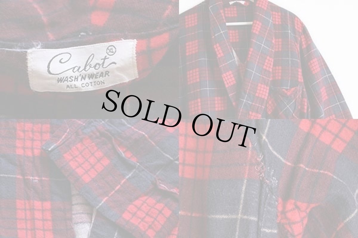 画像3: 60s Calot チェック プリントネル ガウン XL (3)