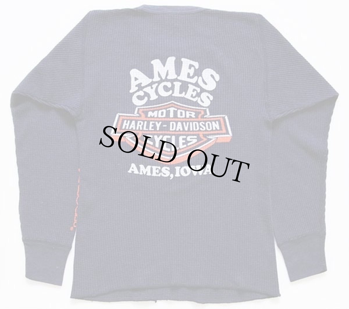 画像2: 80s USA製 HARLEY-DAVIDSONハーレー ダビッドソン サーマルシャツ 紺 S (2)