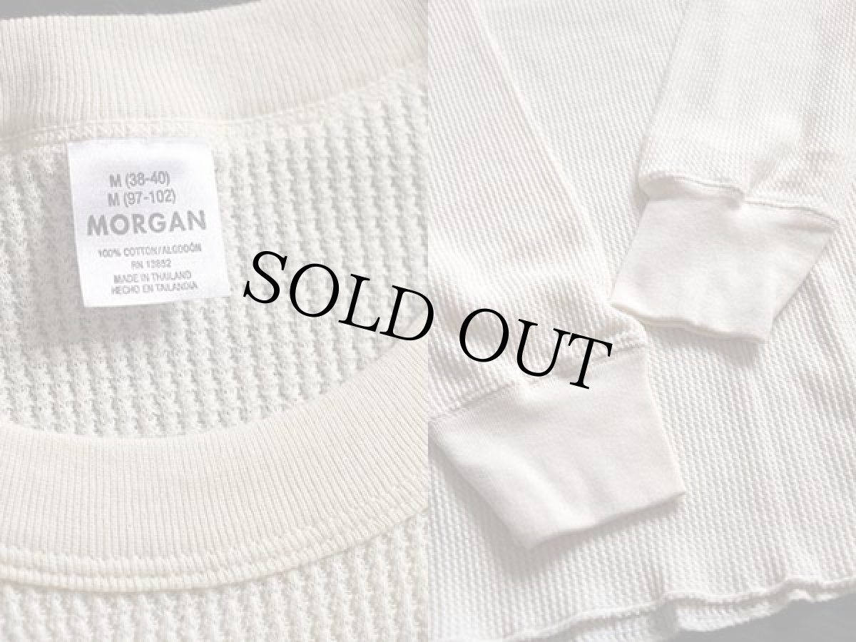 画像3: デッドストック★MORGAN コットン サーマルシャツ ナチュラル M (3)