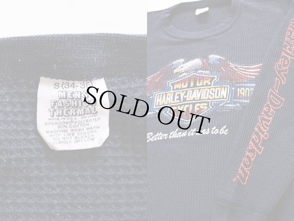 画像3: 80s USA製 HARLEY-DAVIDSONハーレー ダビッドソン サーマルシャツ 紺 S (3)