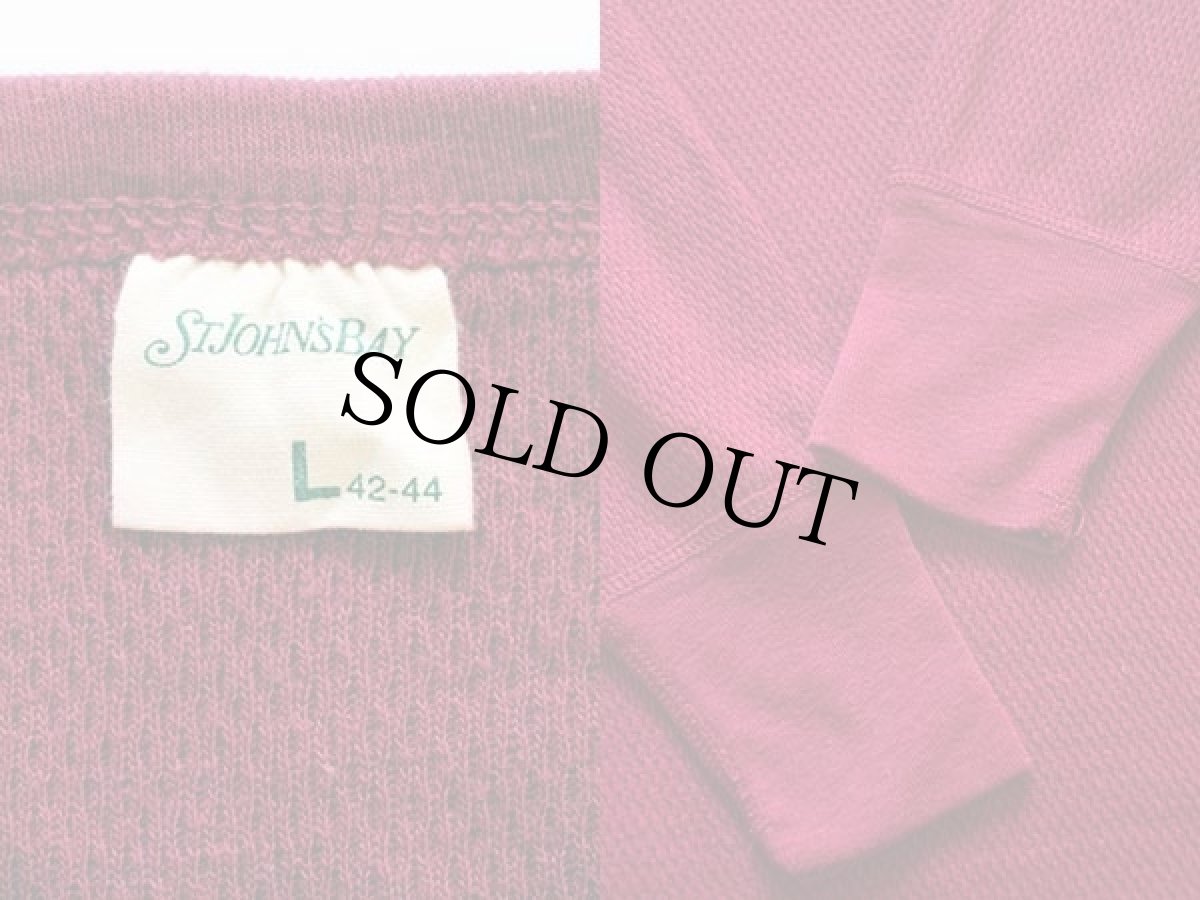 画像3: 80s USA製 STJOHN'SBAY サーマルシャツ バーガンディ L (3)