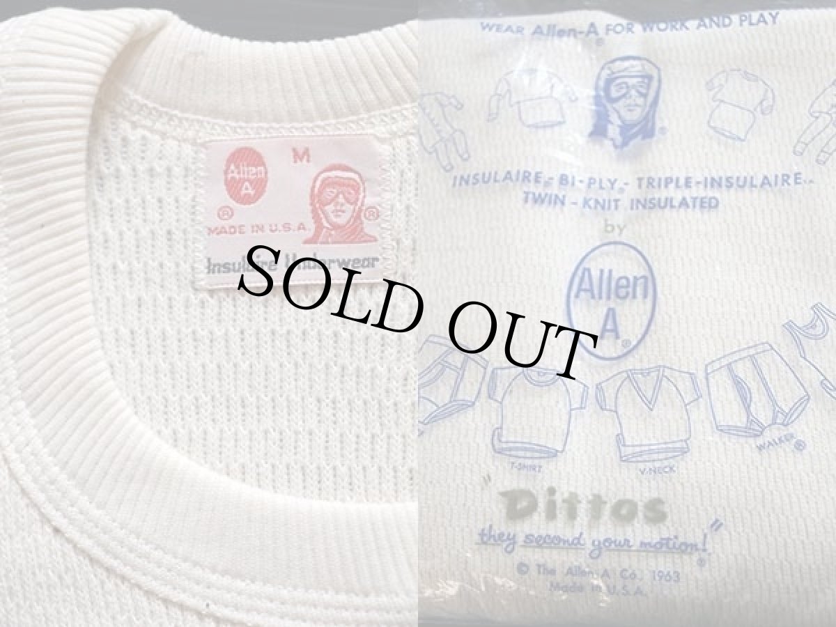 画像3: デッドストック★60s USA製 Allen A コットン 半袖サーマルシャツ ナチュラル M (3)