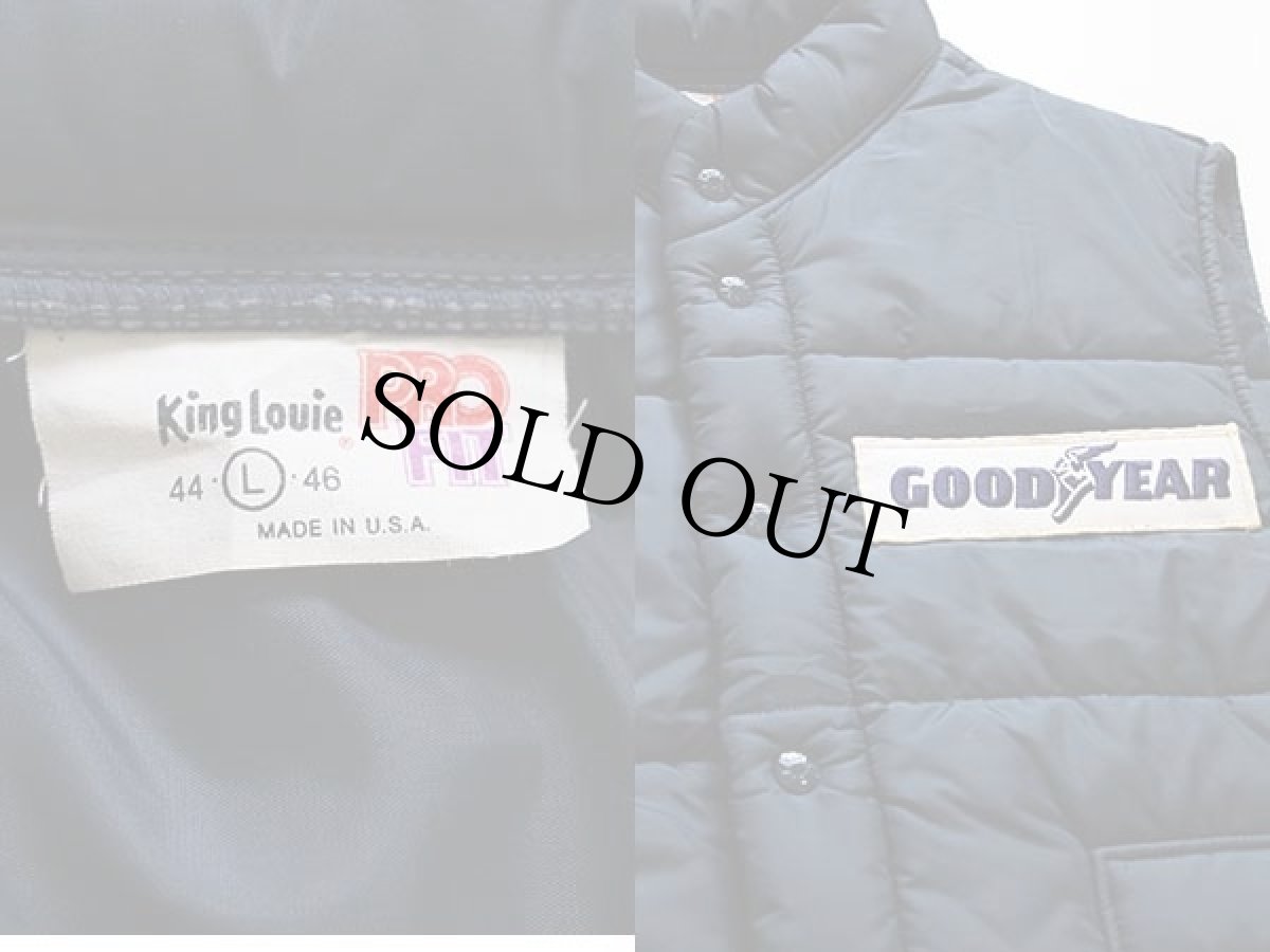 画像3: 80s USA製 King Louieキングルイ GOODYEAR パッチ付き ナイロン 中綿レーシングベスト 紺 L (3)