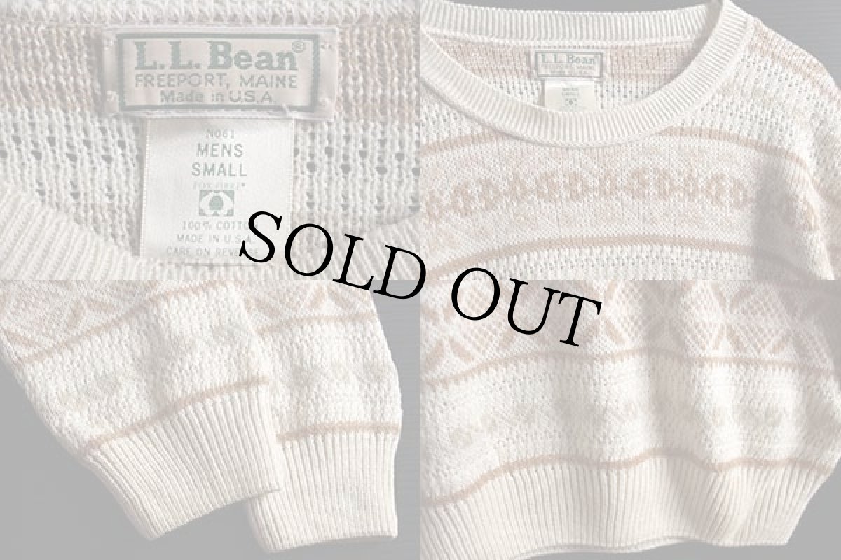 画像3: 80s USA製 L.L.Bean フェアアイル柄 コットンニット セーター S (3)