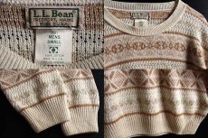画像3: 80s USA製 L.L.Bean フェアアイル柄 コットンニット セーター S (3)