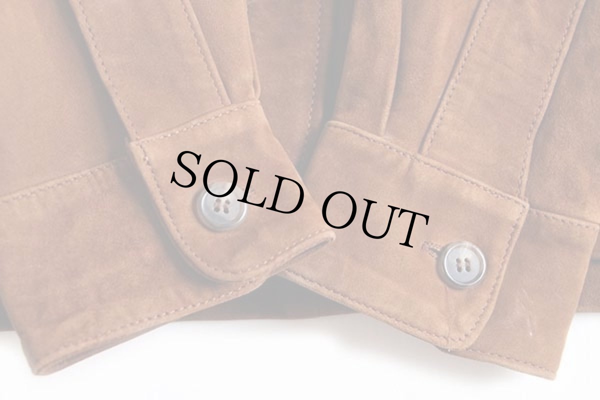 画像6: 90s ポロ ラルフローレン ディアスキン スエード レザー シャツジャケット 茶 L (6)