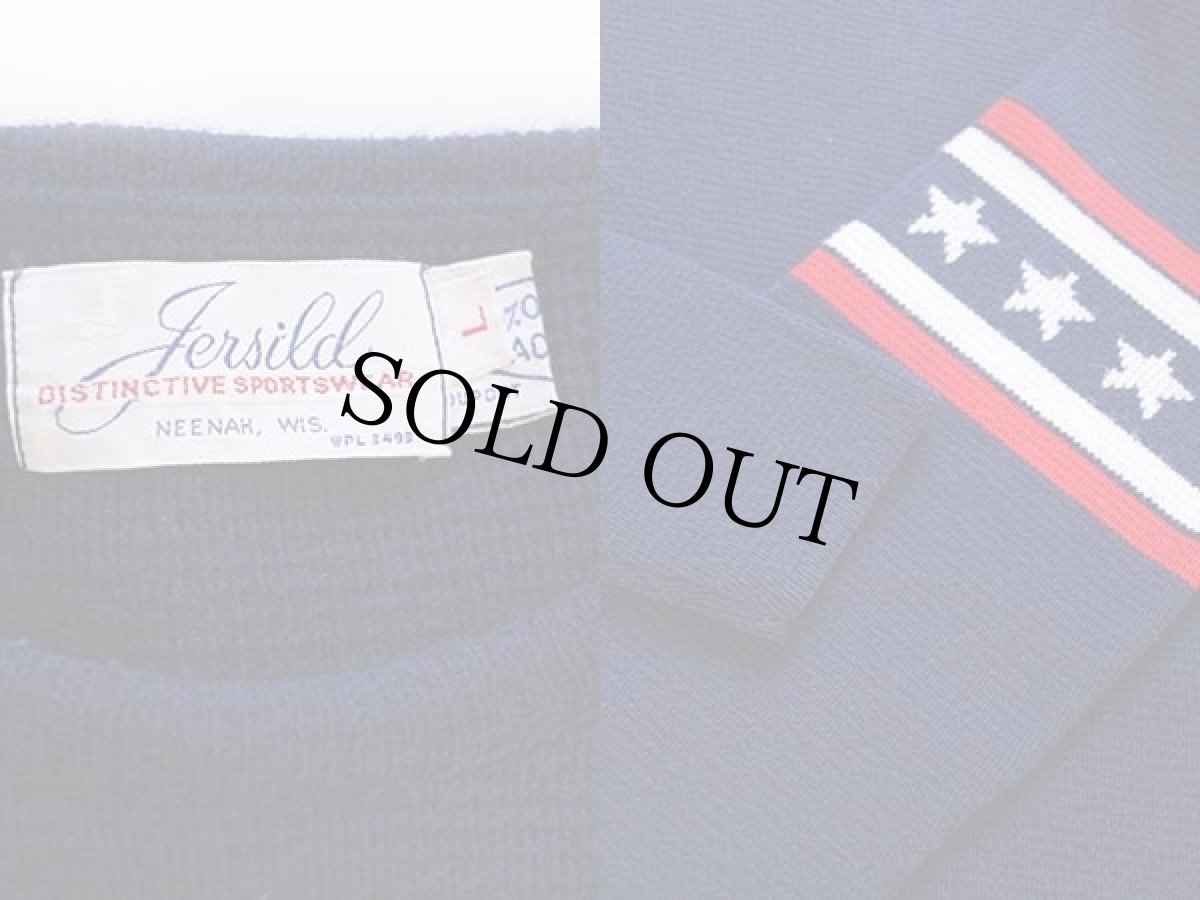 画像3: 70s Jersild アームスターライン アクリルニット セーター 紺 L (3)