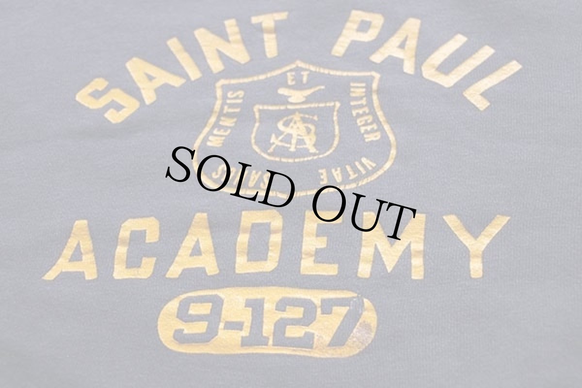 画像3: 60s SAINT PAUL ACADEMY コットン カットオフ 半袖スウェット ナス紺 (3)