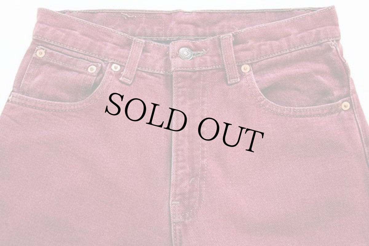 画像2: 90s USA製 Levi'sリーバイス 550 カラーデニムパンツ ワインレッド w29 L30 (2)