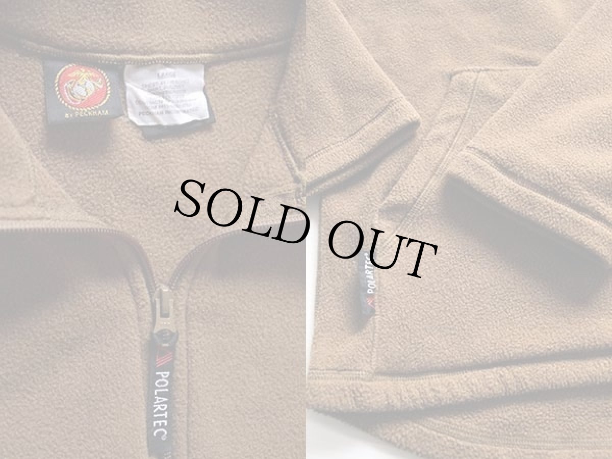 画像3: 00s 米軍 USMC プルオーバー POLARTEC フリースシャツ コヨーテブラウン L (3)