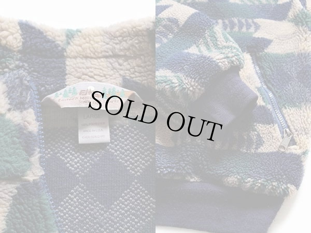 画像3: 90s USA製 EMS ネイティブ柄 パイル フリースジャケット L (3)