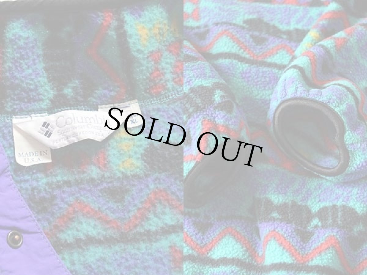 画像3: 90s USA製 Columbiaコロンビア 総柄 プルオーバー フリース XL (3)