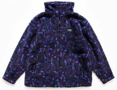 画像1: USA製 Wintergreen ハンドメイド 総柄 パイル フリースジャケット S (1)