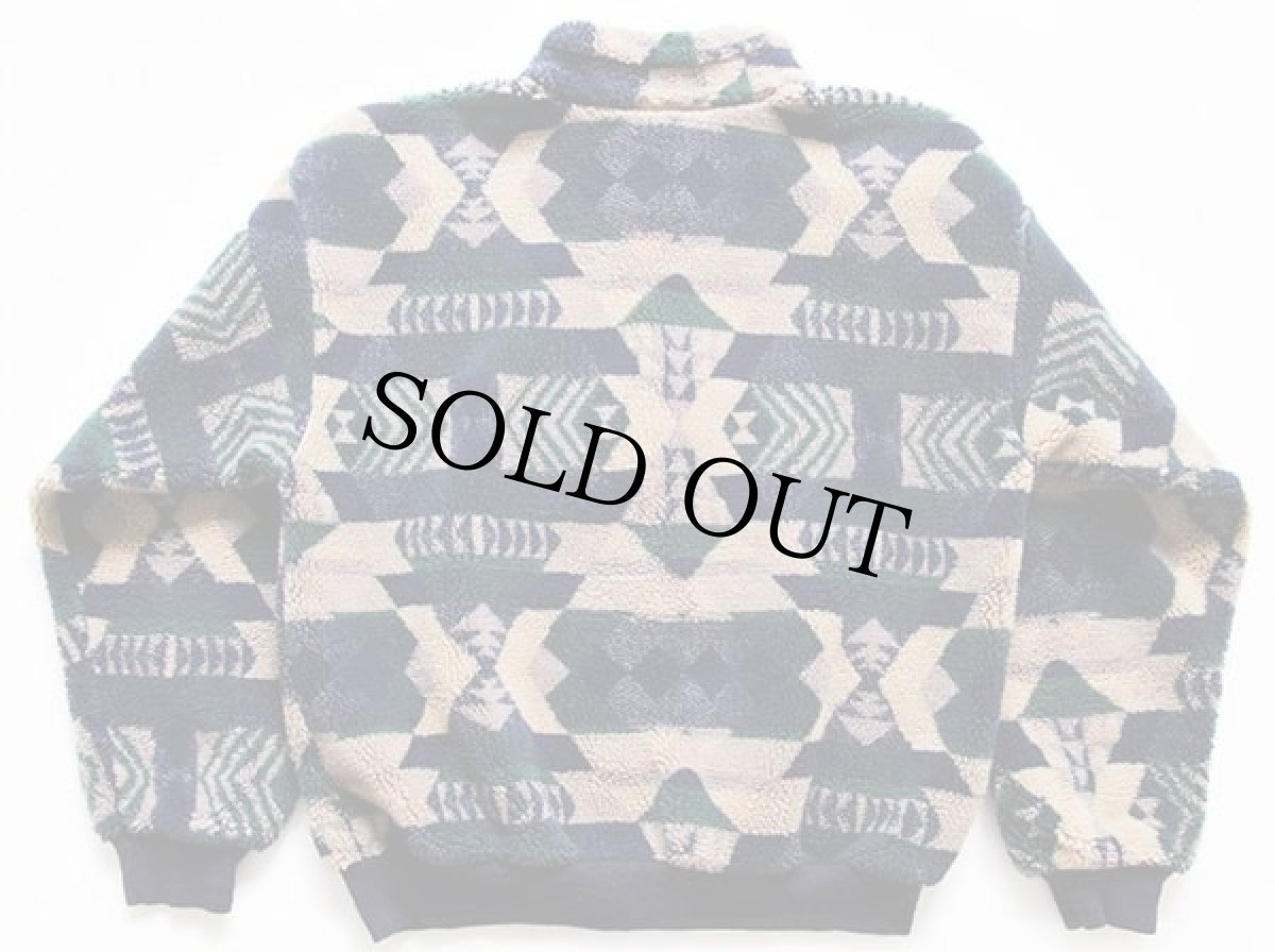 画像2: 90s USA製 EMS ネイティブ柄 パイル フリースジャケット L (2)