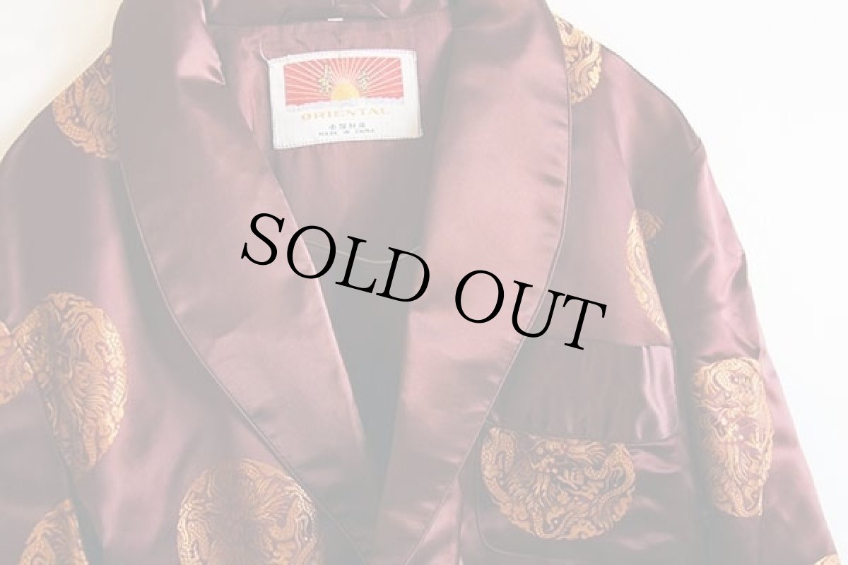 画像3: ORIENTAL 龍 刺繍 サテン チャイナ ガウン 42 (3)