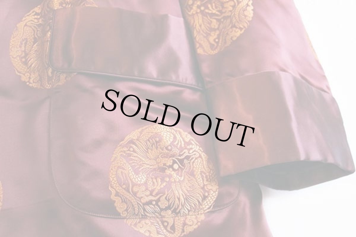 画像5: ORIENTAL 龍 刺繍 サテン チャイナ ガウン 42 (5)