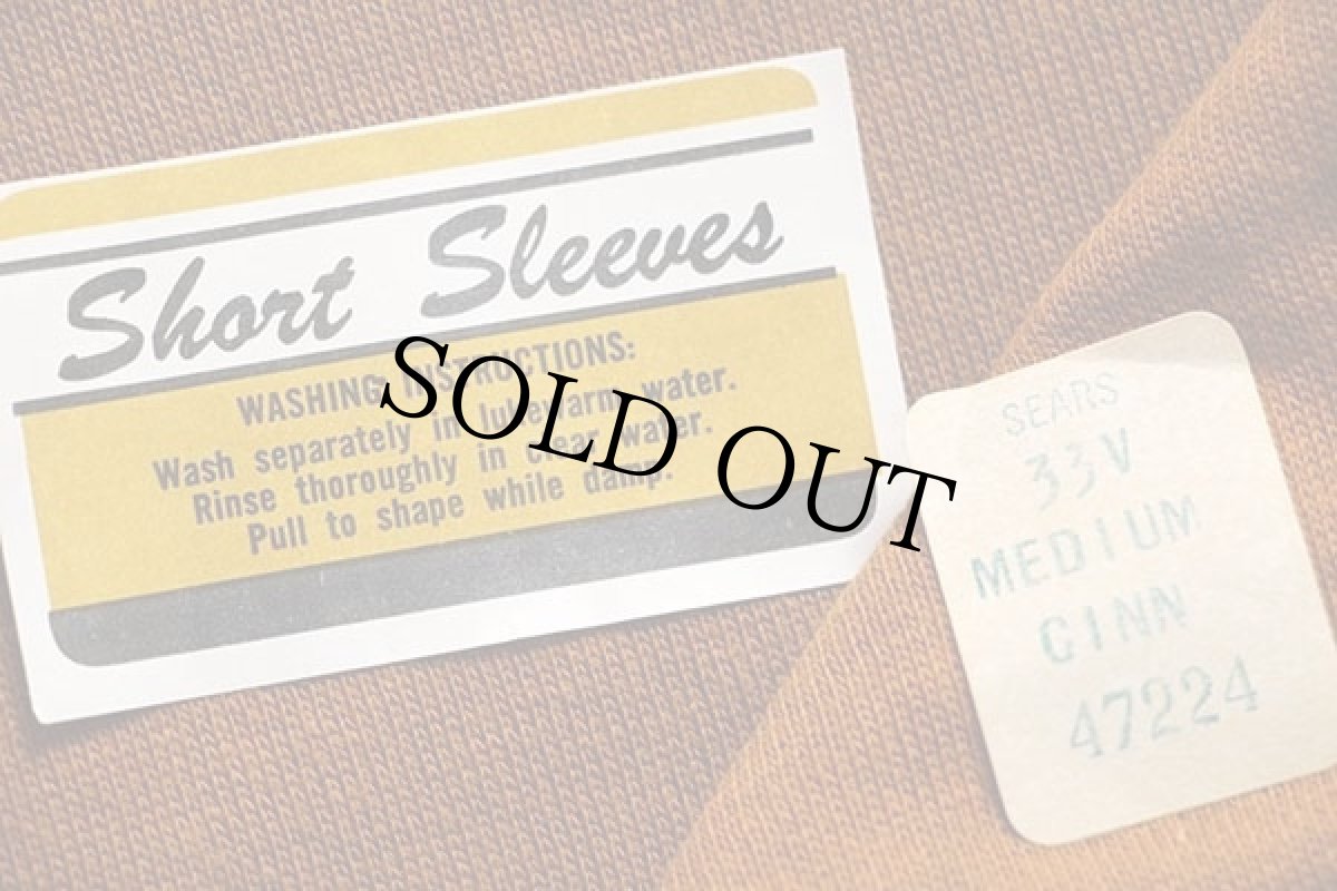 画像4: デッドストック★60s USA製 SEARS 無地 半袖スウェット オーカー M (4)