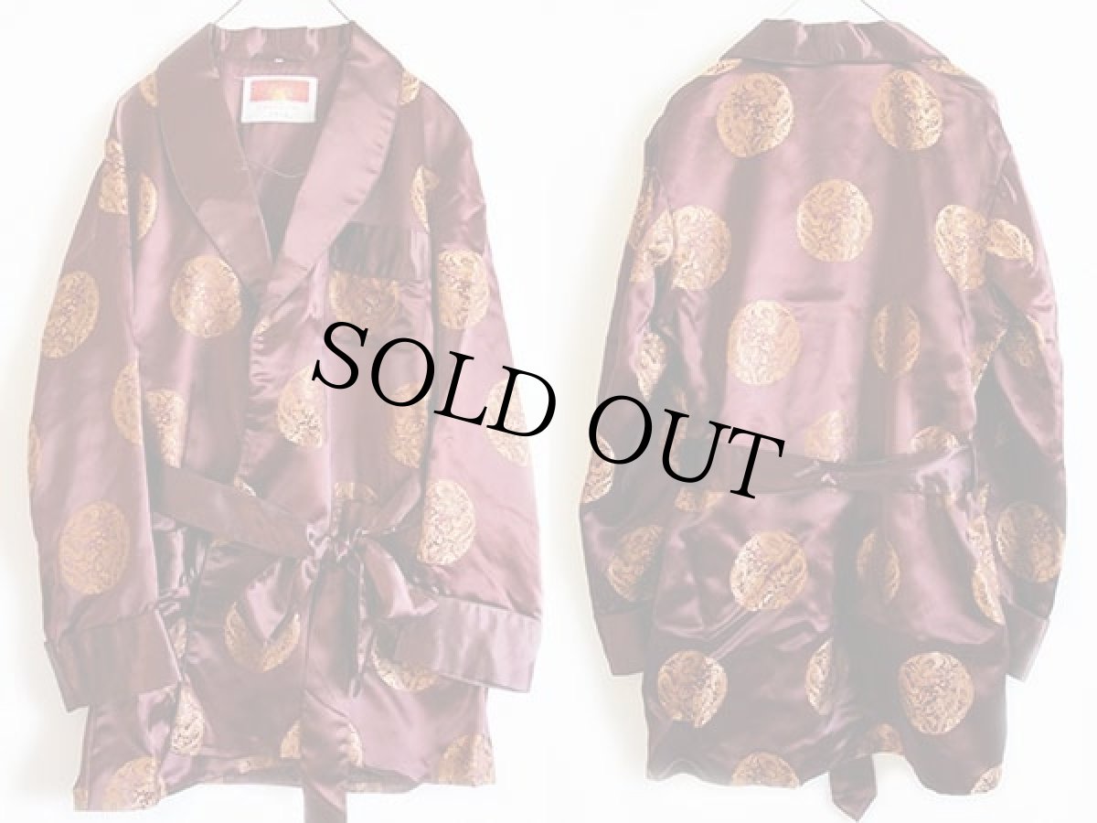 画像2: ORIENTAL 龍 刺繍 サテン チャイナ ガウン 42 (2)