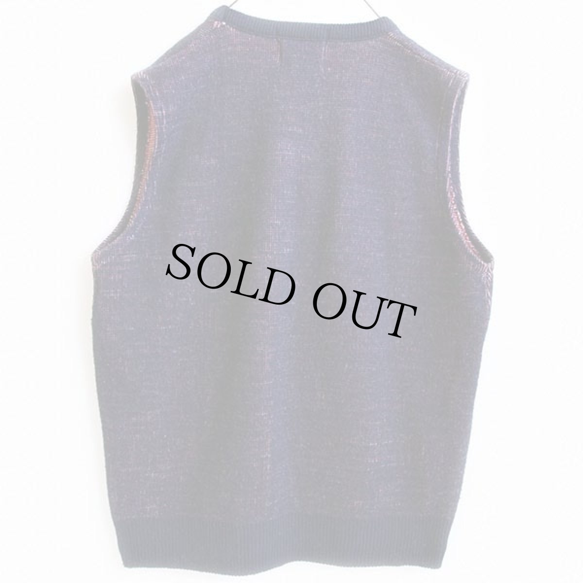 画像2: 70s Sears KINGS ROAD SEARS,ROEBUCK AND CO. ロゴ ジャガード ニットベスト 紺 M (2)