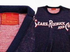 画像3: 70s Sears KINGS ROAD SEARS,ROEBUCK AND CO. ロゴ ジャガード ニットベスト 紺 M (3)