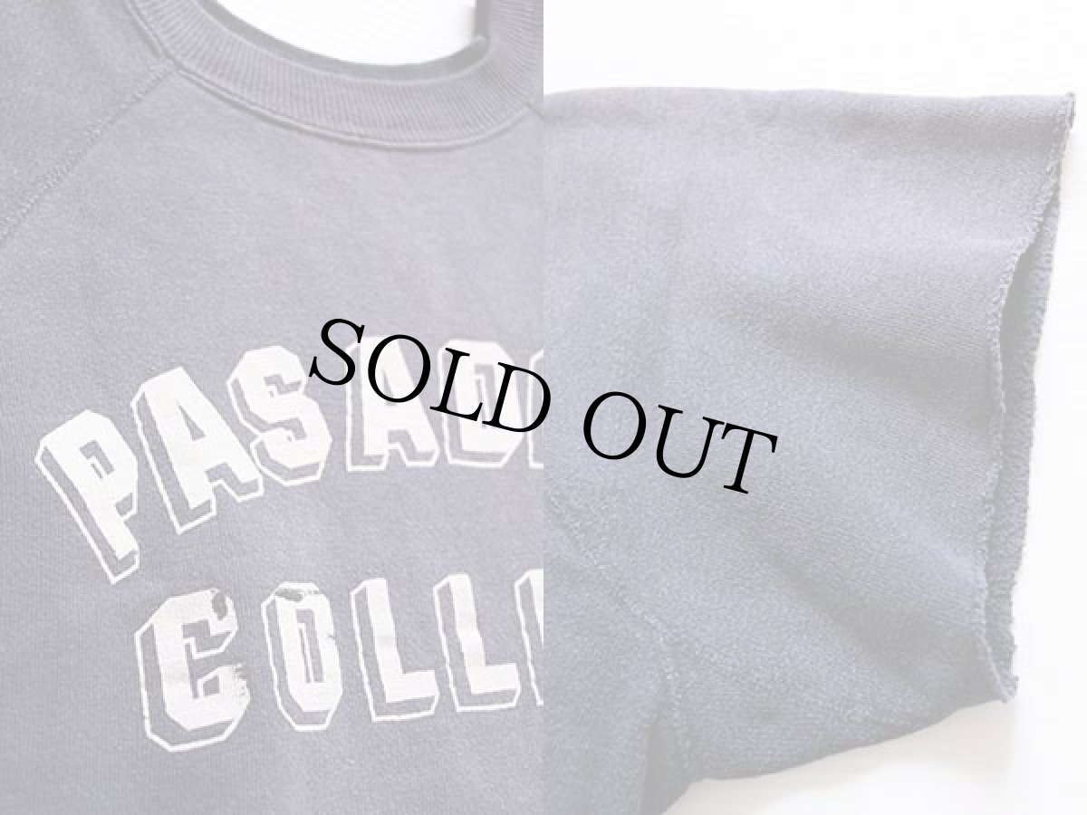 画像3: 60s PASADENA COLLEGE コットン カットオフ 半袖スウェット ナス紺 フェード (3)