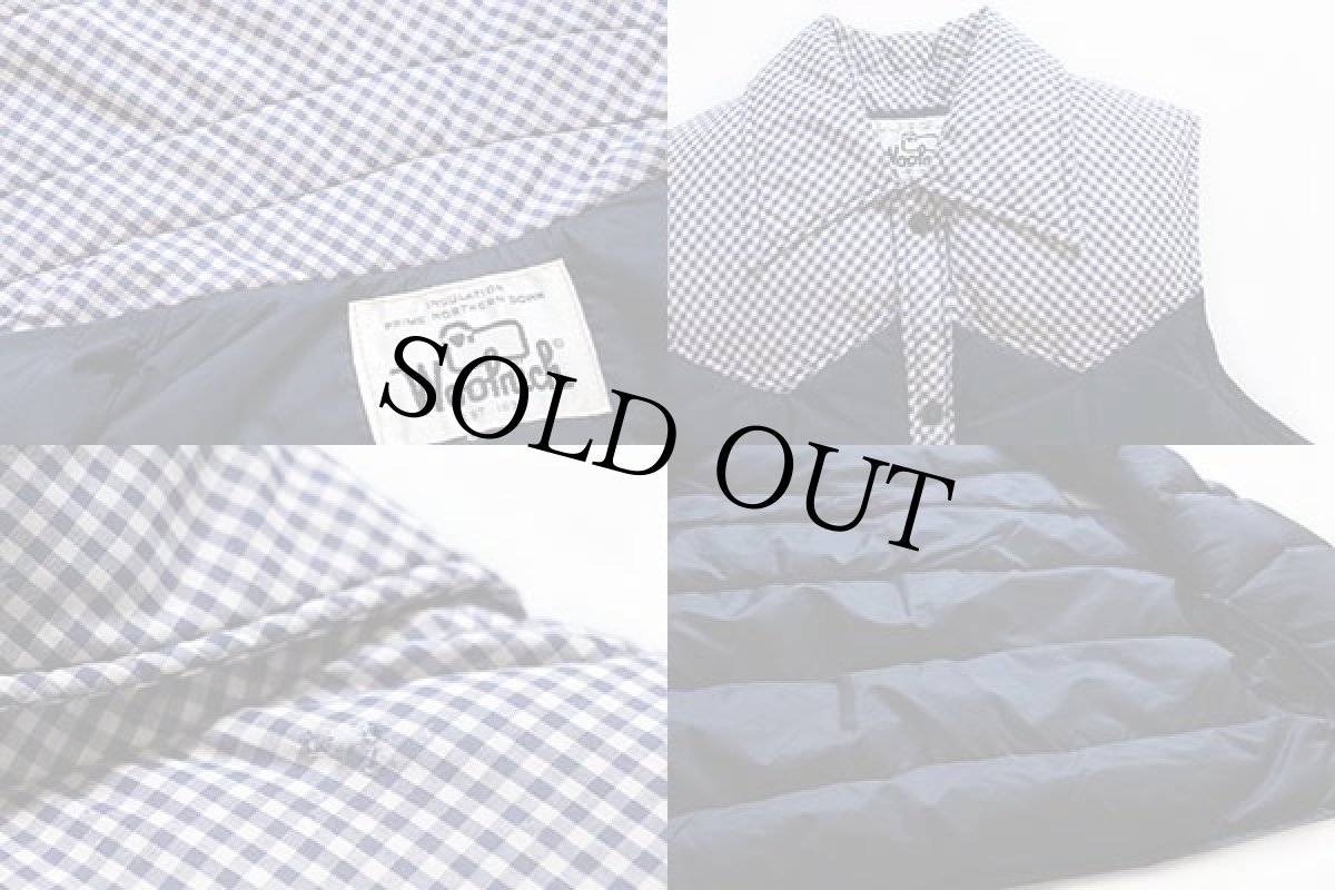 画像3: 70s Woolrichウールリッチ ギンガムチェック ヨーク切り替え ダウンベスト 紺 (3)