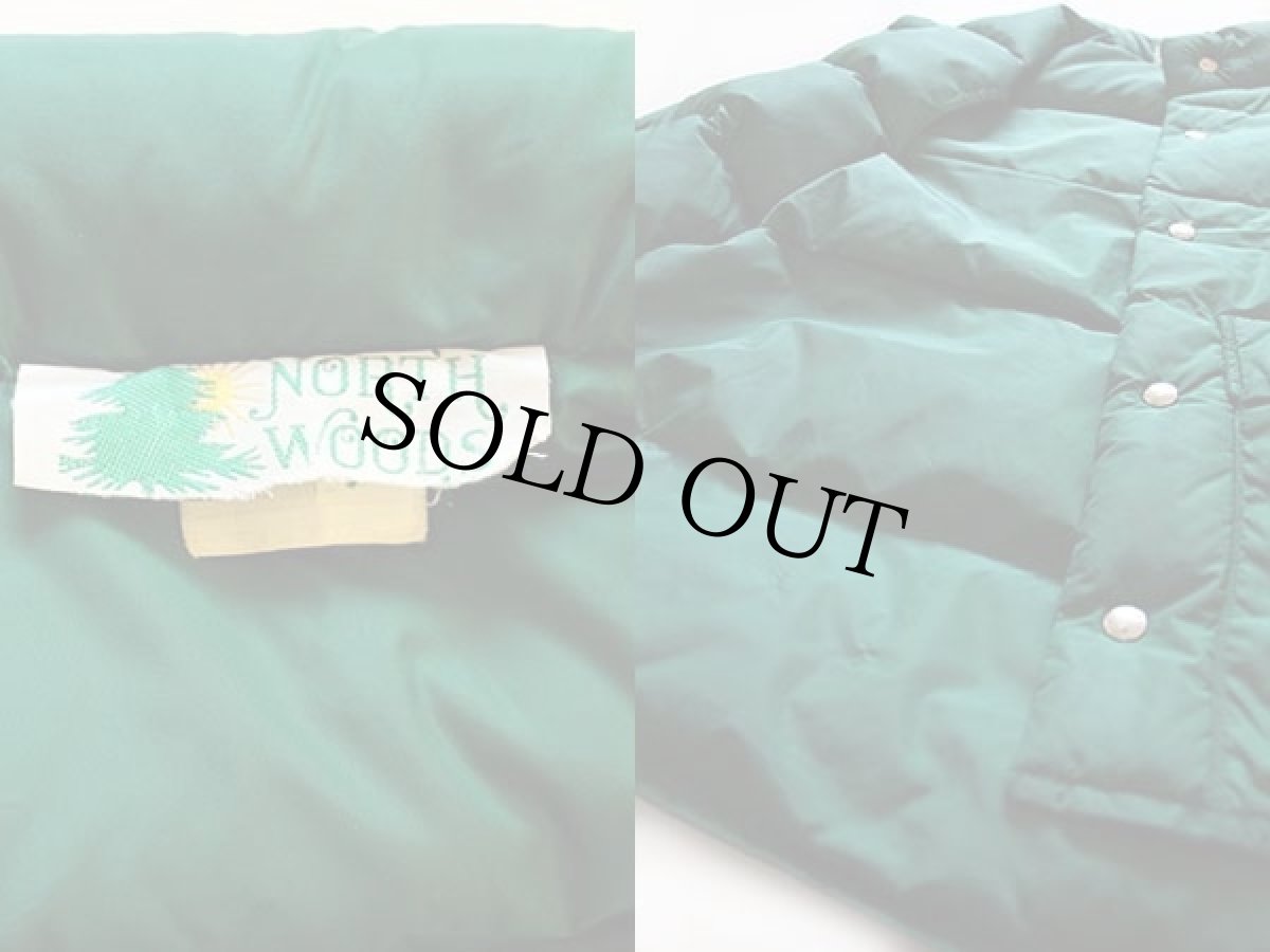 画像3: 80s NORTH WOODS ナイロン ダウンベスト 緑 S (3)