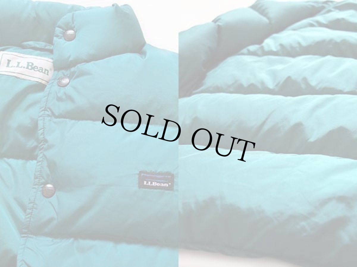 画像3: 90s L.L.Bean ナイロン ダウンベスト 青緑 (3)