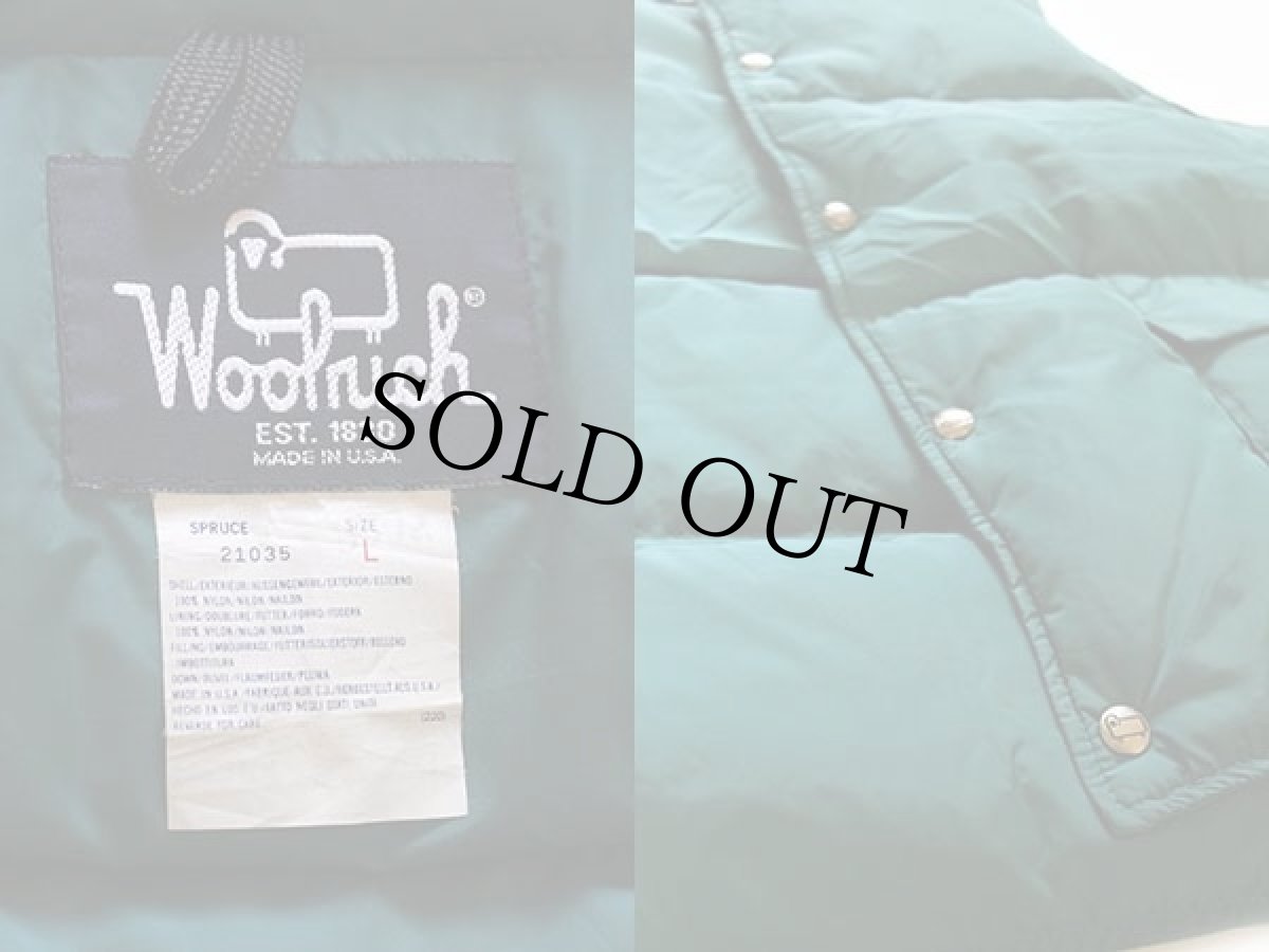 画像3: 80s USA製 Woolrichウールリッチ ナイロン ダウンベスト 緑 L (3)