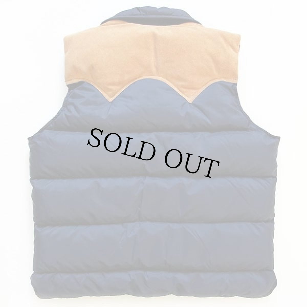 画像2: 70s Woolrichウールリッチ レザーヨーク切り替え ダウンベスト 紺 (2)