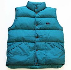 画像1: 90s L.L.Bean ナイロン ダウンベスト 青緑 (1)