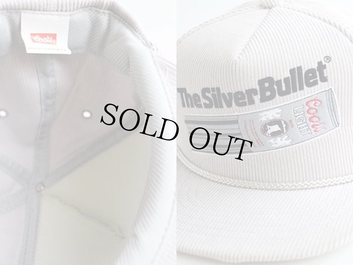 画像3: デッドストック★90s Coors LIGHT The Silver Bullet ロゴ 発泡プリント コーデュロイキャップ ライトグレー (3)