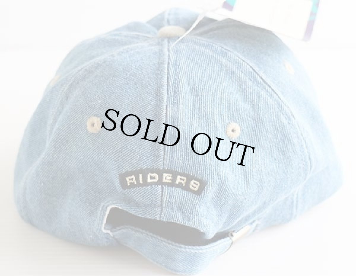画像2: デッドストック★90s RIDERS ロゴ刺繍 切り替え デニムキャップ (2)