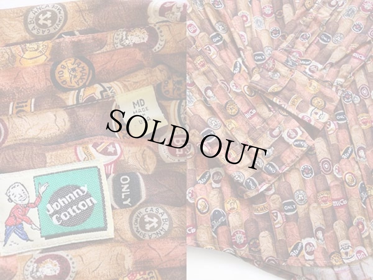 画像3: 80s USA製 Johnny Cotton 葉巻 総柄 ボタンダウン コットンシャツ MD (3)