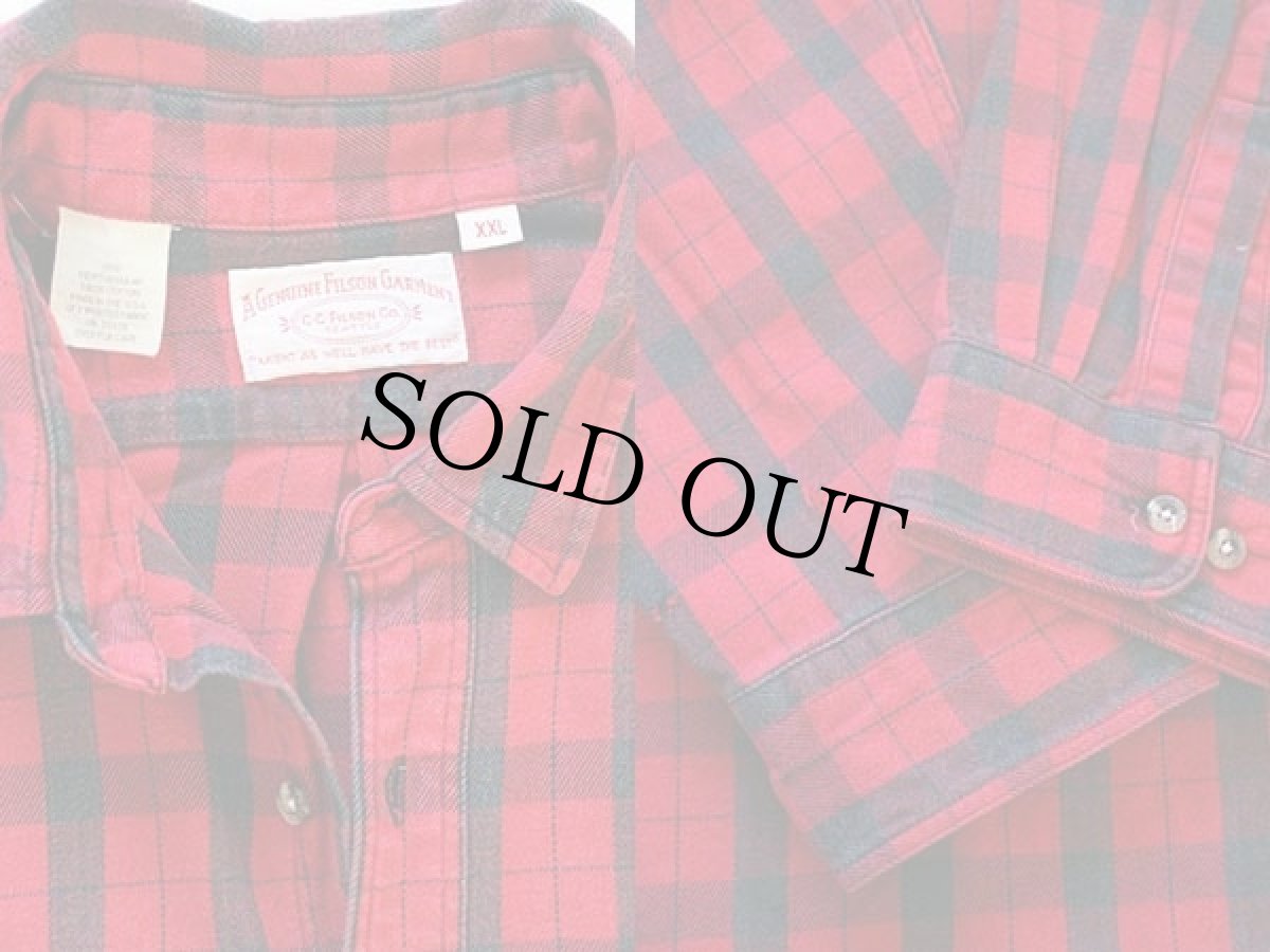 画像3: 80s USA製 FILSONフィルソン チェック ヘービーコットンシャツ 赤×黒 XXL (3)