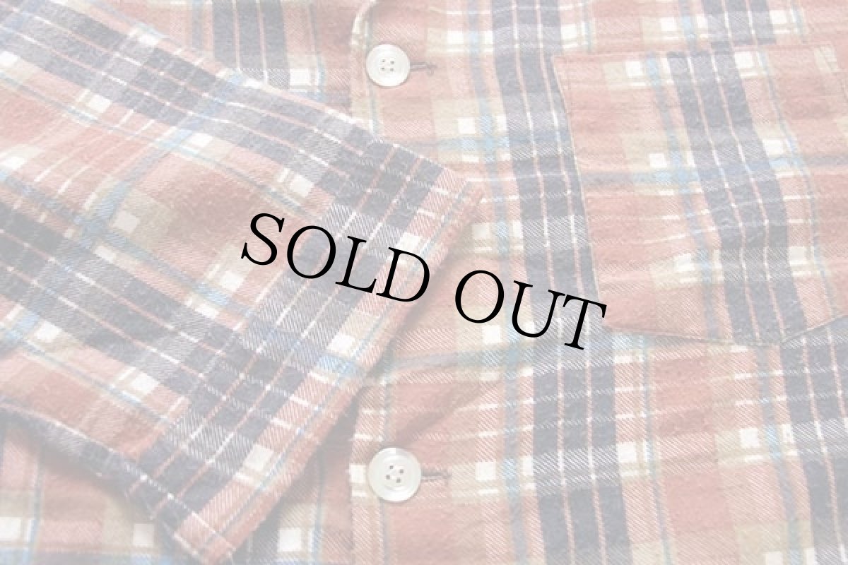 画像4: 80s Sears チェック プリントネル パジャマ シャツ&パンツ セット M (4)