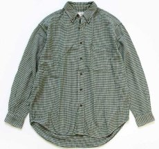 画像1: 90s J.CREW 千鳥格子 ボタンダウン ネルシャツ 緑×白 M (1)