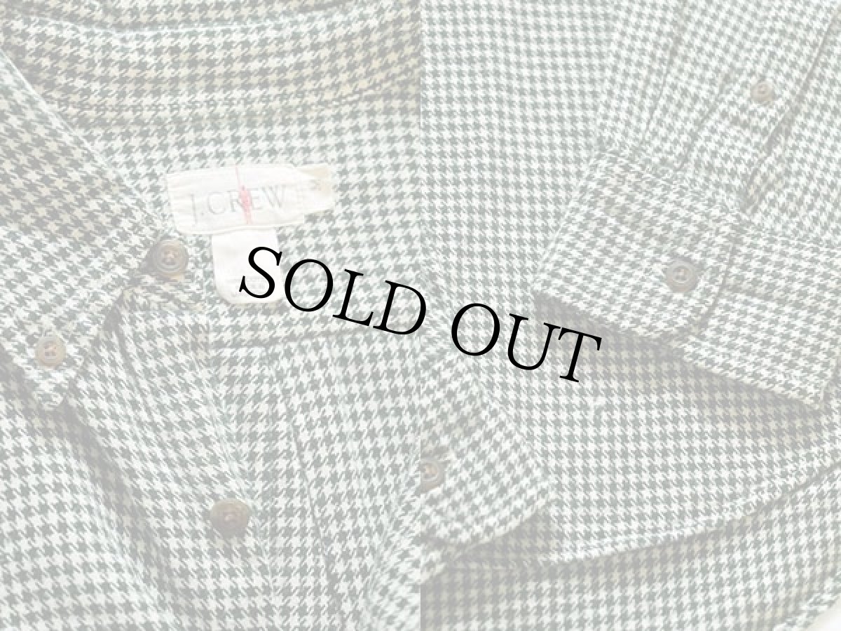 画像3: 90s J.CREW 千鳥格子 ボタンダウン ネルシャツ 緑×白 M (3)