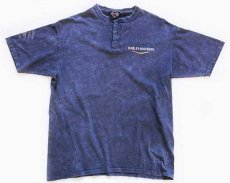 画像2: 90s USA製 HARLEY-DAVIDSONハーレー ダビッドソン ヘンリーネック コットンTシャツ 後染め 紺 XL (2)