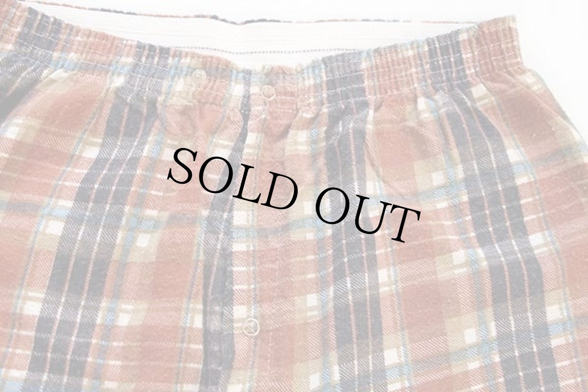 画像6: 80s Sears チェック プリントネル パジャマ シャツ&パンツ セット M (6)