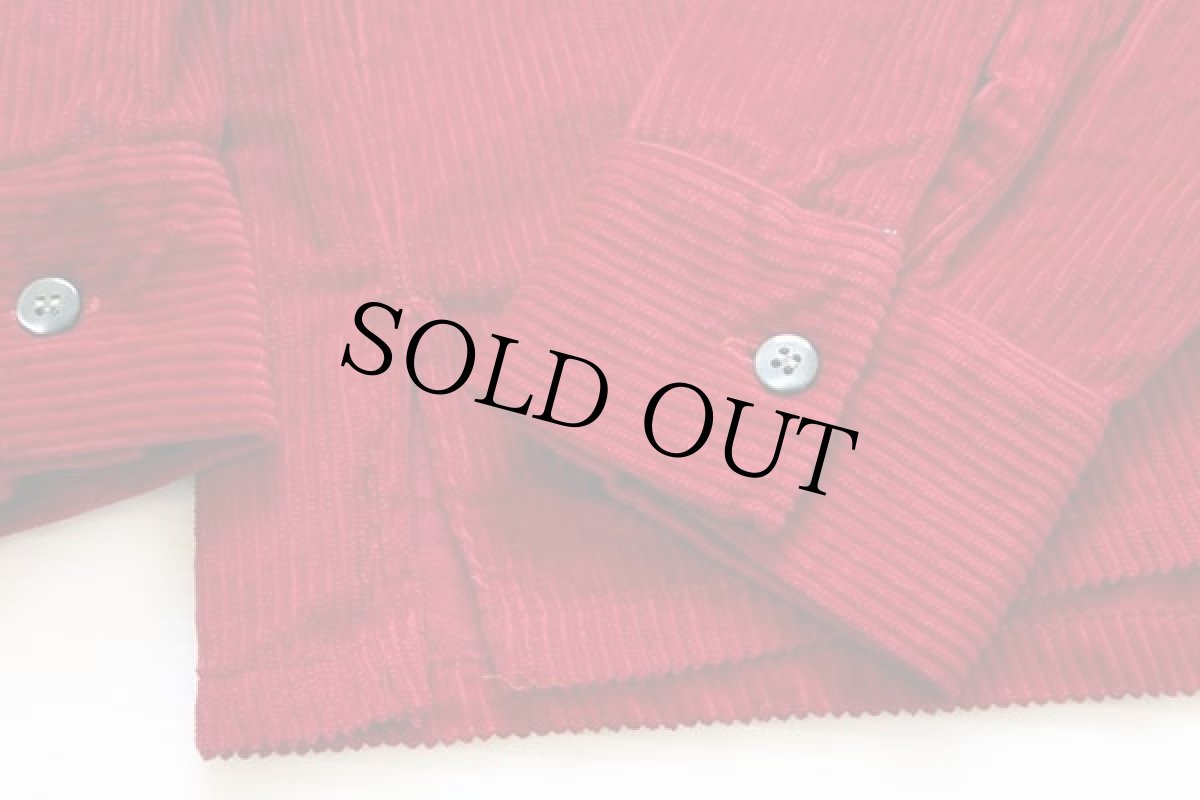 画像5: 50s Harwyn レースアップ プルオーバー 太畝 コーデュロイシャツ 赤 M (5)