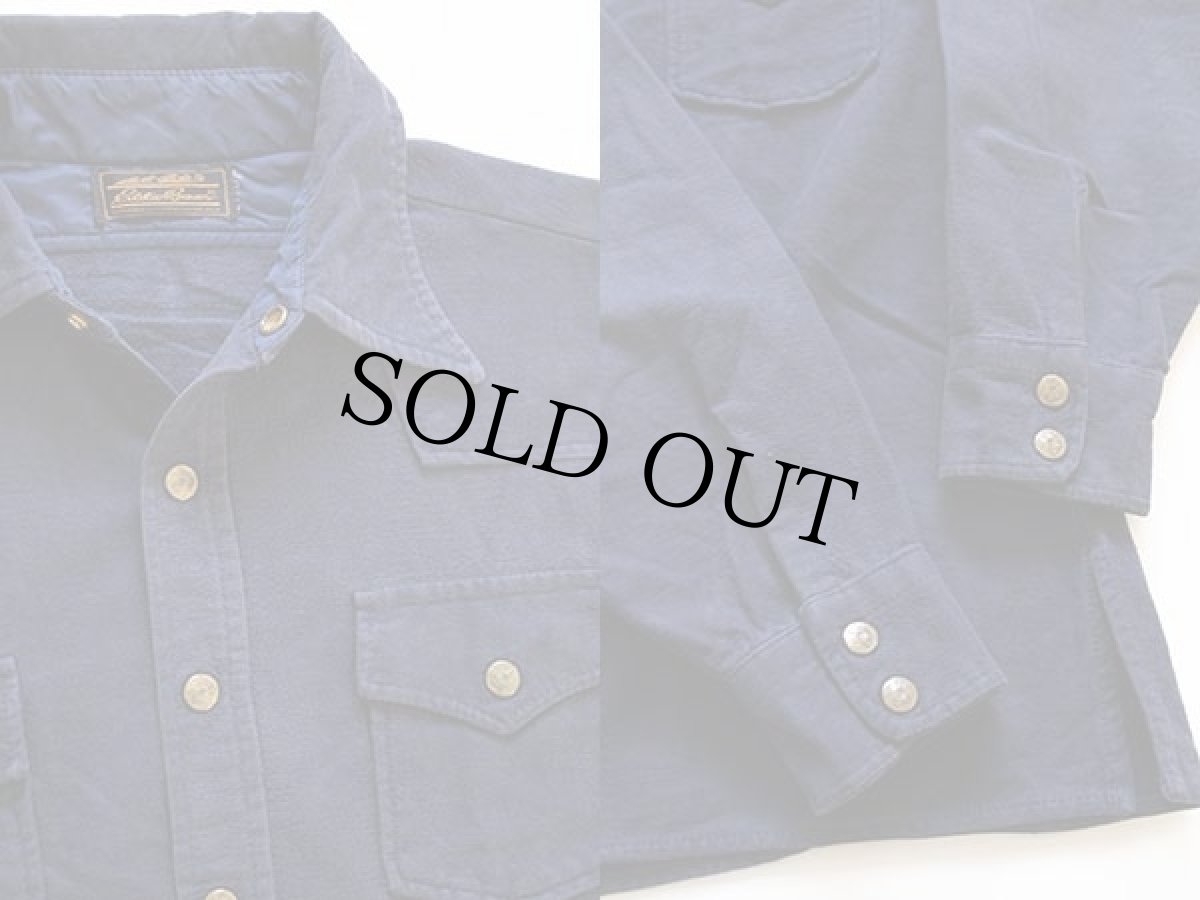 画像3: 80s EddieBauerエディーバウアー 無地 シャモアクロス シャツジャケット 紺 (3)