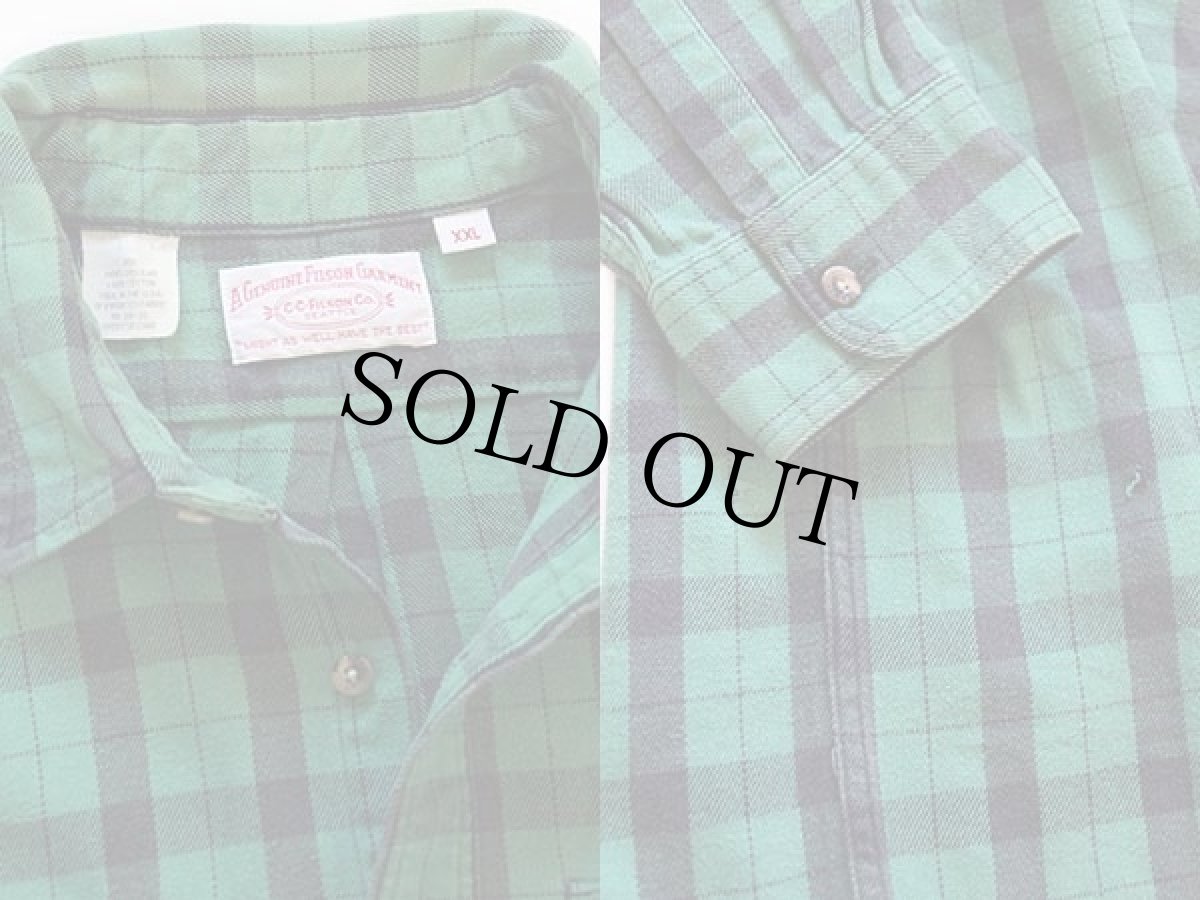 画像3: 80s USA製 FILSONフィルソン チェック ヘービーコットンシャツ 緑×黒 XXL (3)