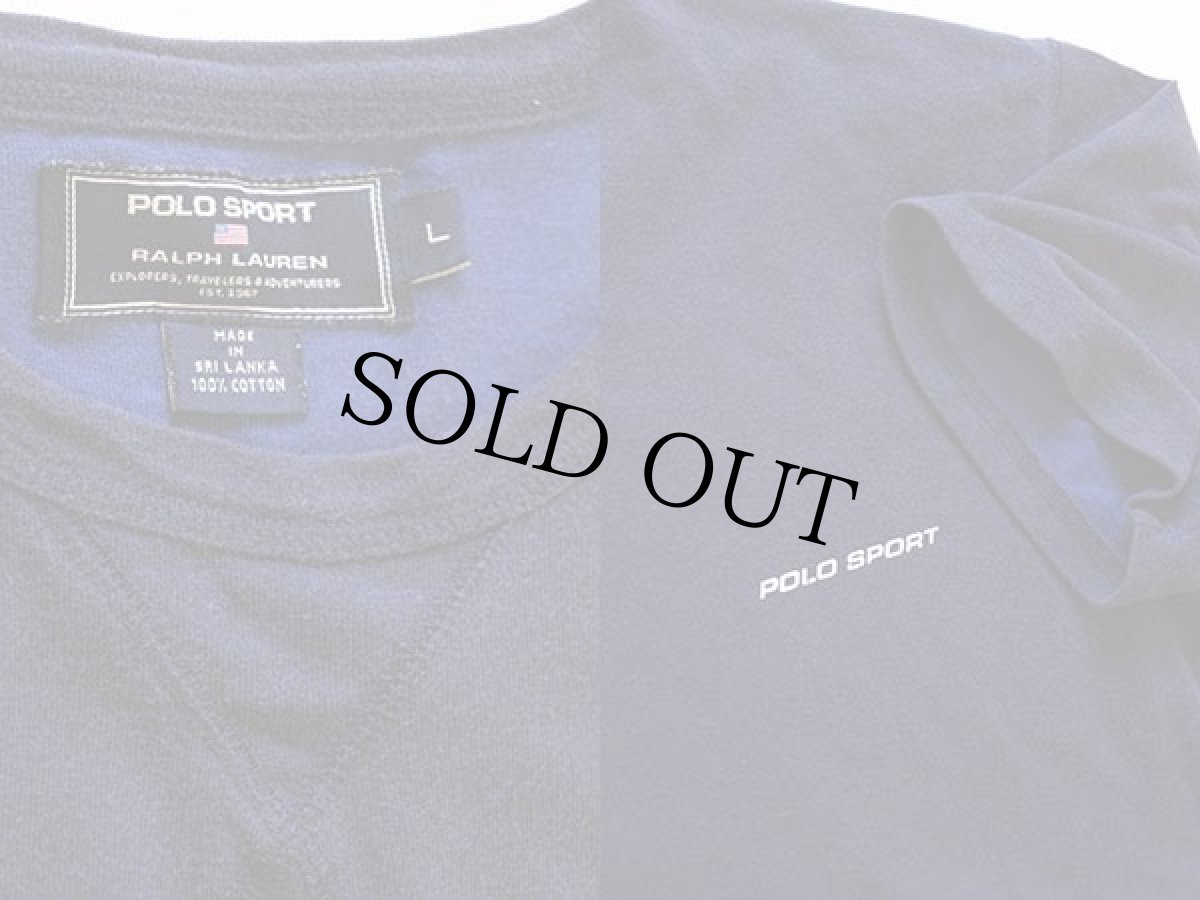 画像3: 90s POLO SPORTポロ スポーツ ラルフローレン ロゴ コットンTシャツ 紺 L (3)