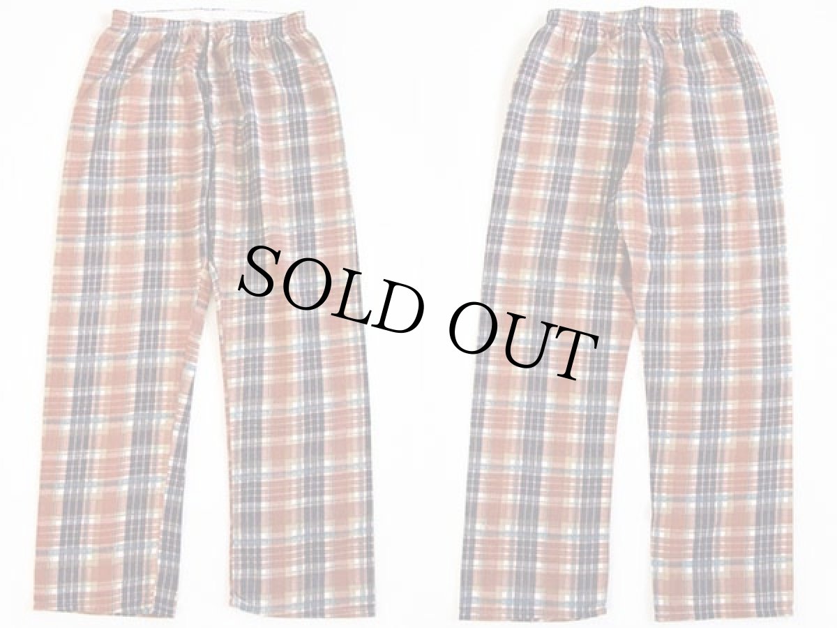 画像5: 80s Sears チェック プリントネル パジャマ シャツ&パンツ セット M (5)